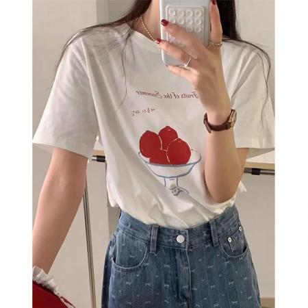 CX13611# 最便宜服饰批发 纯棉短袖t恤女宽松韩版ins潮春夏季新款中长款半袖上衣ins潮