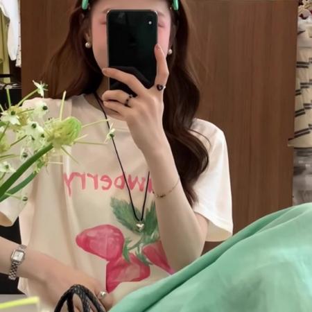 CX13611# 最便宜服饰批发 纯棉短袖t恤女宽松韩版ins潮春夏季新款中长款半袖上衣ins潮