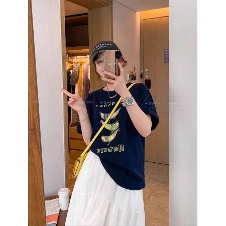 CX13611# 最便宜服饰批发 纯棉短袖t恤女宽松韩版ins潮春夏季新款中长款半袖上衣ins潮