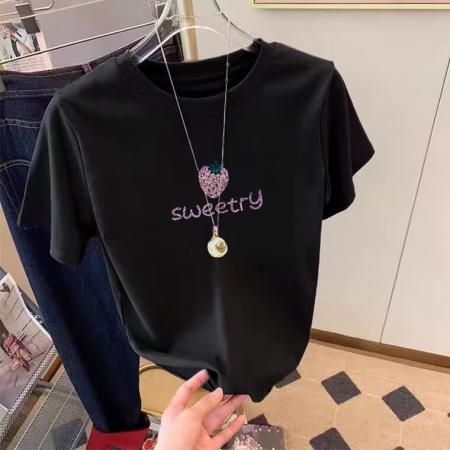 CX13611# 最便宜服饰批发 纯棉短袖t恤女宽松韩版ins潮春夏季新款中长款半袖上衣ins潮