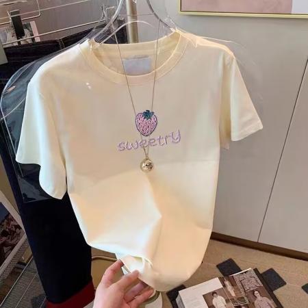 CX13611# 最便宜服饰批发 纯棉短袖t恤女宽松韩版ins潮春夏季新款中长款半袖上衣ins潮