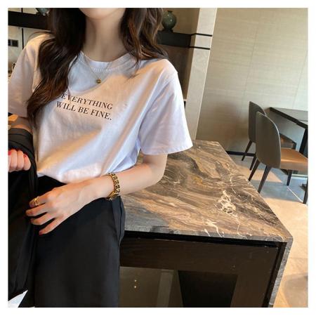 CX13611# 最便宜服饰批发 纯棉短袖t恤女宽松韩版ins潮春夏季新款中长款半袖上衣ins潮