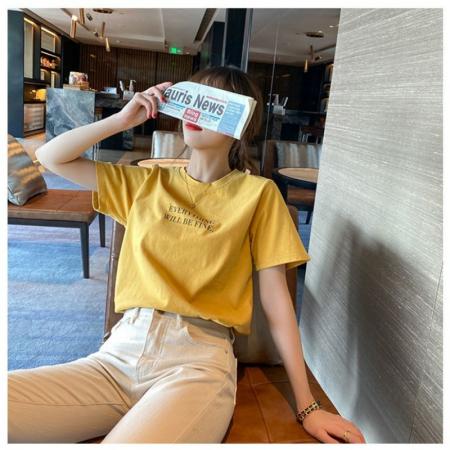 CX13611# 最便宜服饰批发 纯棉短袖t恤女宽松韩版ins潮春夏季新款中长款半袖上衣ins潮