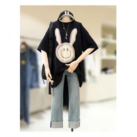 CX13611# 最便宜服饰批发 纯棉短袖t恤女宽松韩版ins潮春夏季新款中长款半袖上衣ins潮