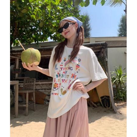 CX13611# 最便宜服饰批发 纯棉短袖t恤女宽松韩版ins潮春夏季新款中长款半袖上衣ins潮