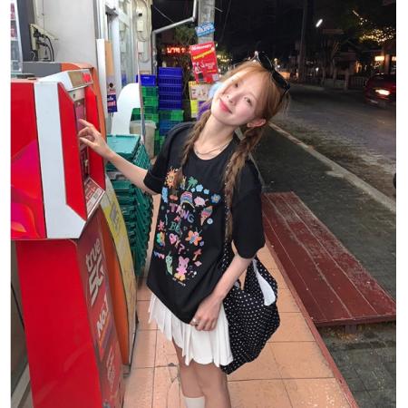 CX13611# 最便宜服饰批发 纯棉短袖t恤女宽松韩版ins潮春夏季新款中长款半袖上衣ins潮