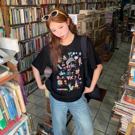 CX13611# 最便宜服饰批发 纯棉短袖t恤女宽松韩版ins潮春夏季新款中长款半袖上衣ins潮