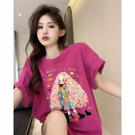CX13611# 最便宜服饰批发 纯棉短袖t恤女宽松韩版ins潮春夏季新款中长款半袖上衣ins潮
