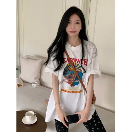 CX13611# 最便宜服饰批发 纯棉短袖t恤女宽松韩版ins潮春夏季新款中长款半袖上衣ins潮