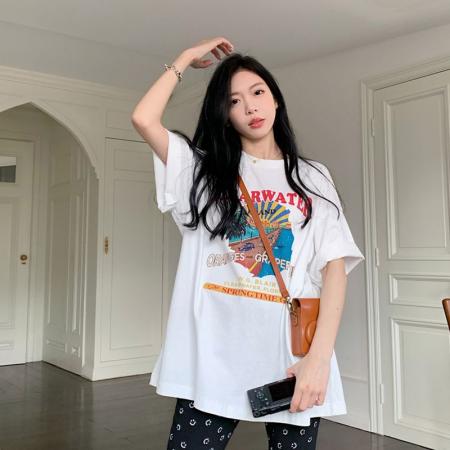 CX13611# 最便宜服饰批发 纯棉短袖t恤女宽松韩版ins潮春夏季新款中长款半袖上衣ins潮