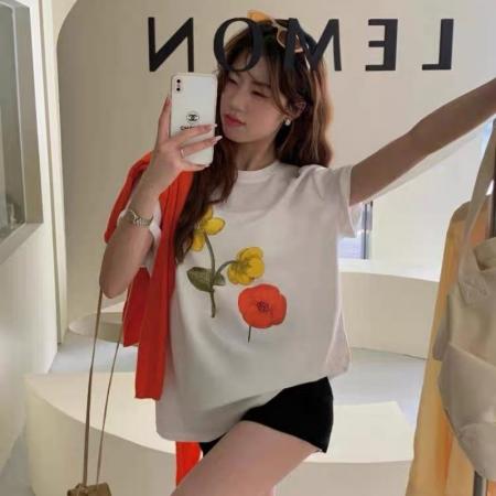 CX13611# 最便宜服饰批发 纯棉短袖t恤女宽松韩版ins潮春夏季新款中长款半袖上衣ins潮