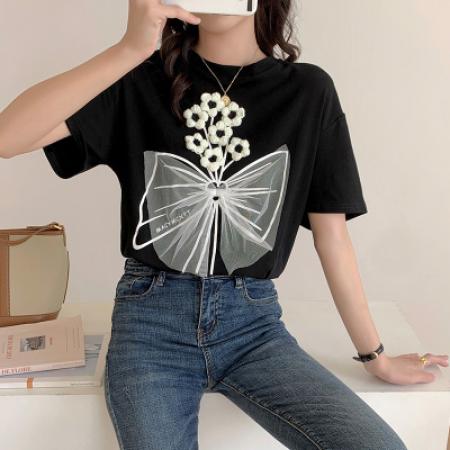 CX13611# 最便宜服饰批发 纯棉短袖t恤女宽松韩版ins潮春夏季新款中长款半袖上衣ins潮