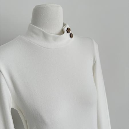 FA50557# 设计感磨毛长袖木耳边上衣女冬不规则翻领修身显瘦内搭打底衫 服裝批發女裝批發服飾貨源