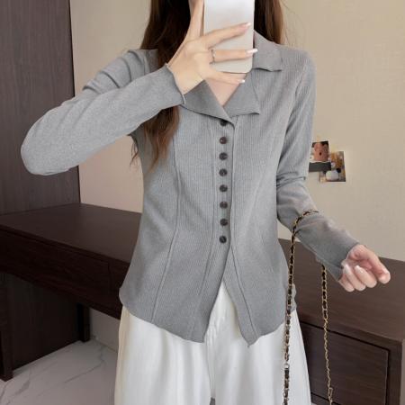 FA50589# 大码长袖开衫V领加厚保暖T恤收腰显瘦百搭减龄遮肉打底衫女装 服裝批發女裝批發服飾貨源