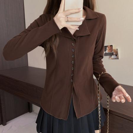 FA50589# 大码长袖开衫V领加厚保暖T恤收腰显瘦百搭减龄遮肉打底衫女装 服裝批發女裝批發服飾貨源