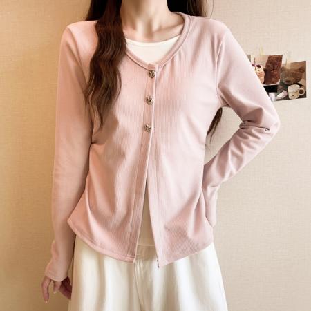 FA50590# 冬季大码长袖假两件T恤加厚保暖显瘦百搭减龄别致打底衫 服裝批發女裝批發服飾貨源