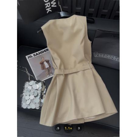 FA50591# 套里工装背心连衣裙女气质名媛温柔风新款腰带收腰吊带短裙 服裝批發女裝批發服飾貨源