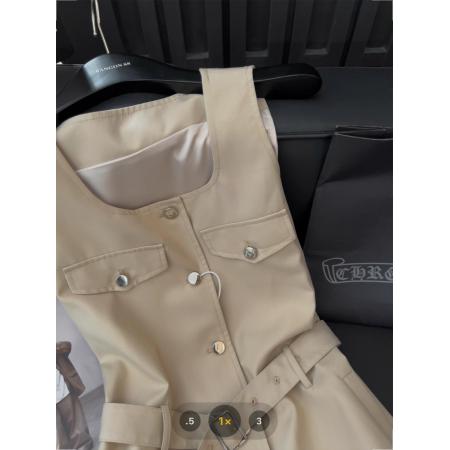 FA50591# 套里工装背心连衣裙女气质名媛温柔风新款腰带收腰吊带短裙 服裝批發女裝批發服飾貨源