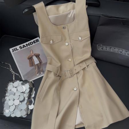 FA50591# 套里工装背心连衣裙女气质名媛温柔风新款腰带收腰吊带短裙 服裝批發女裝批發服飾貨源