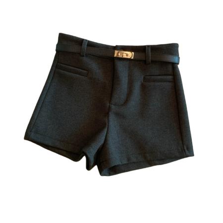 FA50596# 小香风灰色外穿毛呢直筒短裤女秋冬百搭高腰a字阔腿裤小个子靴裤 服裝批發女裝批發服飾貨源