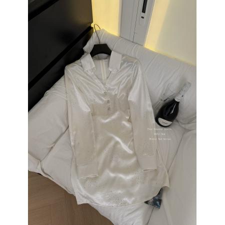 FA50600# 雅乔钻光银河秋季新款时尚缎面烫钻长袖衬衫连衣裙短裙 服裝批發女裝批發服飾貨源