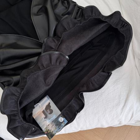 FAY深辰秋冬PU皮拼接假两件扭结褶皱修身包臀连衣裙 服裝批發女裝批發服飾貨源