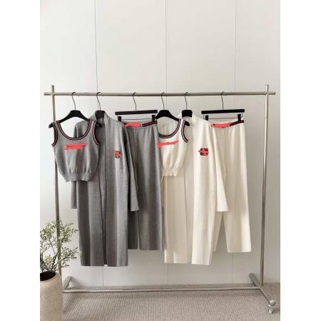 FA50624# 欧洲站春秋新款女时尚高级感腰带短袖长裙长袖外套针织两件套 服裝批發女裝批發服飾貨源