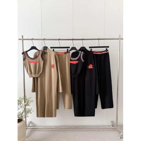 FA50624# 欧洲站春秋新款女时尚高级感腰带短袖长裙长袖外套针织两件套 服裝批發女裝批發服飾貨源