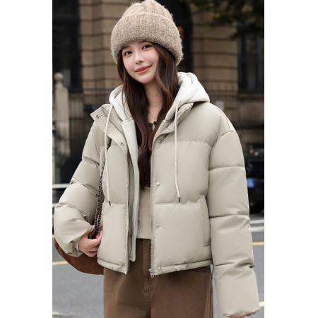 FA50645# 假两件羽绒棉服女冬季新款小个子连帽加厚棉服高端爆款外套 服裝批發女裝批發服飾貨源