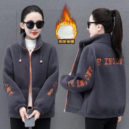 FA50648# 奥立绒复合羊驼绒外套女秋冬季新款时尚洋气质加绒加厚颗粒绒卫衣 服裝批發女裝批發服飾貨源