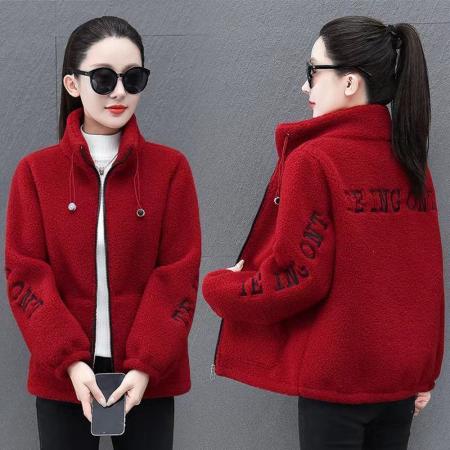 FA50648# 奥立绒复合羊驼绒外套女秋冬季新款时尚洋气质加绒加厚颗粒绒卫衣 服裝批發女裝批發服飾貨源