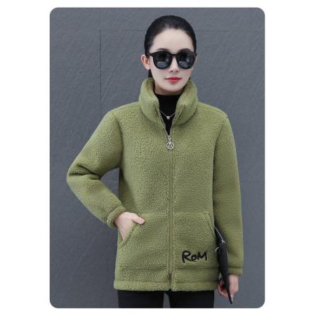 FA50649# 奥立绒复合羊驼绒加绒加厚秋冬季大码宽松开衫羊羔绒外套2 服裝批發女裝批發服飾貨源