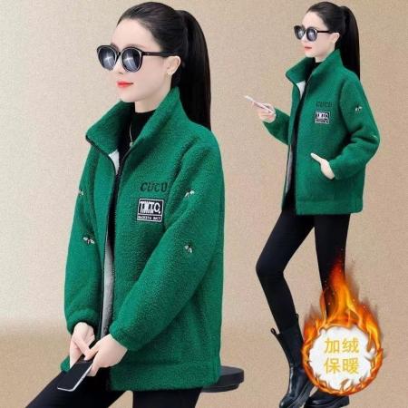 FA50650# 奥立绒复合羊驼绒加绒加厚秋冬季大码宽松开衫羊羔绒外套2 服裝批發女裝批發服飾貨源