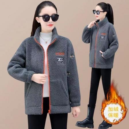 FA50650# 奥立绒复合羊驼绒加绒加厚秋冬季大码宽松开衫羊羔绒外套2 服裝批發女裝批發服飾貨源