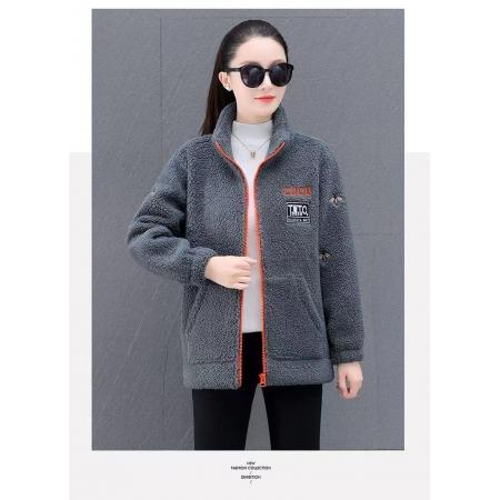 FA50650# 奥立绒复合羊驼绒加绒加厚秋冬季大码宽松开衫羊羔绒外套2 服裝批發女裝批發服飾貨源