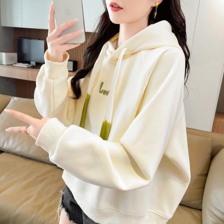 FA50655# 华棉棒球服新款连帽上衣大码学院风复古宽松卫衣女 服裝批發女裝批發服飾貨源