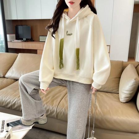 FA50655# 华棉棒球服新款连帽上衣大码学院风复古宽松卫衣女 服裝批發女裝批發服飾貨源