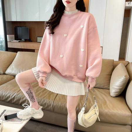 FA50656# 棉复合奥粒春秋薄长袖卫衣女韩版宽松显瘦设计感上衣网红 服裝批發女裝批發服飾貨源