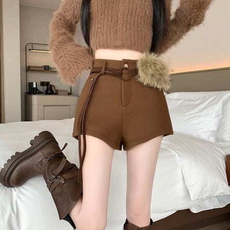 FA50661# 新版美式复古美拉德风气质时尚百搭休闲裤辣妹修身短裤女 服裝批發女裝批發服飾貨源