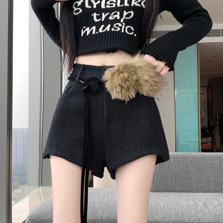 FA50661# 新版美式复古美拉德风气质时尚百搭休闲裤辣妹修身短裤女 服裝批發女裝批發服飾貨源