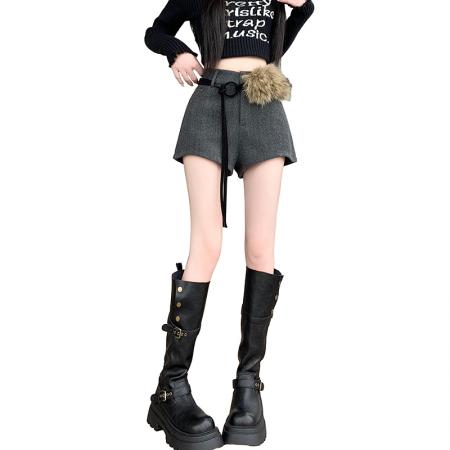 FA50661# 新版美式复古美拉德风气质时尚百搭休闲裤辣妹修身短裤女 服裝批發女裝批發服飾貨源