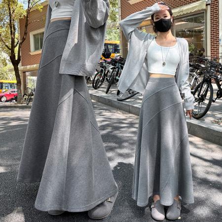 FA50667# 韩系风秋季高腰显瘦A字裙百搭时尚半身裙气质长裙大摆裙ins 服裝批發女裝批發服飾貨源