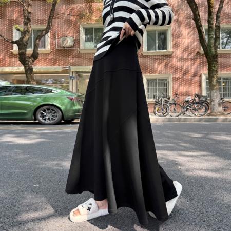 FA50667# 韩系风秋季高腰显瘦A字裙百搭时尚半身裙气质长裙大摆裙ins 服裝批發女裝批發服飾貨源