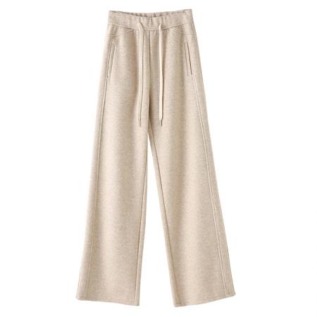 FA50669# 秋冬新款高腰显瘦垂感加厚软糯阔腿裤女窄版松紧腰直筒裤子 服裝批發女裝批發服飾貨源