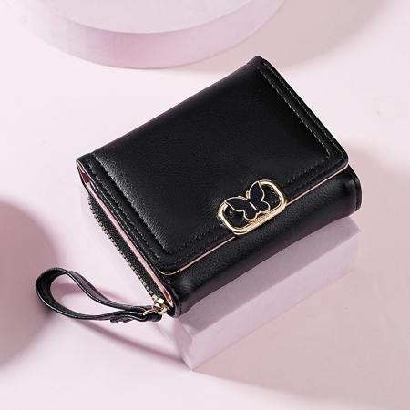 TJ2141# 新款女士短款钱包2025新款小清新蝴蝶结韩版零钱包卡包可爱钱夹