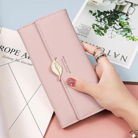 TJ2130# 钱包女士2025新款爆款大容量女士长款钱包小清新叶子卡包手拿包女