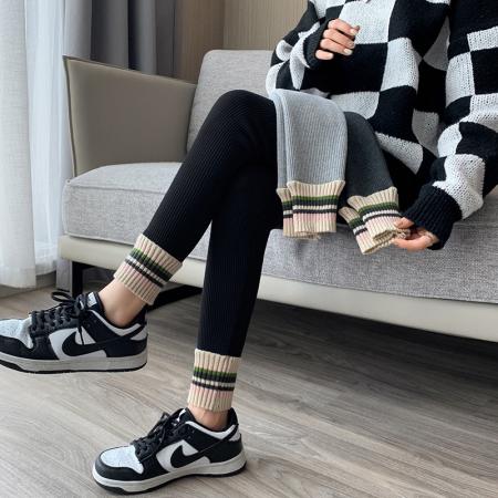 FA50705# 大码新款灰色螺纹打底裤女秋冬外穿高腰内穿秋裤秋冬加绒保暖