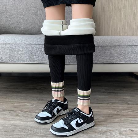 FA50705# 大码新款灰色螺纹打底裤女秋冬外穿高腰内穿秋裤秋冬加绒保暖