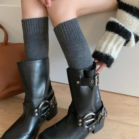 FA50706# 大码秋冬羊绒羊毛小腿袜保暖抗寒微压显瘦女士胖mm堆堆袜美腿袜