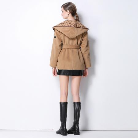 FA50745# 冬装新款正反两穿连帽毛呢外套